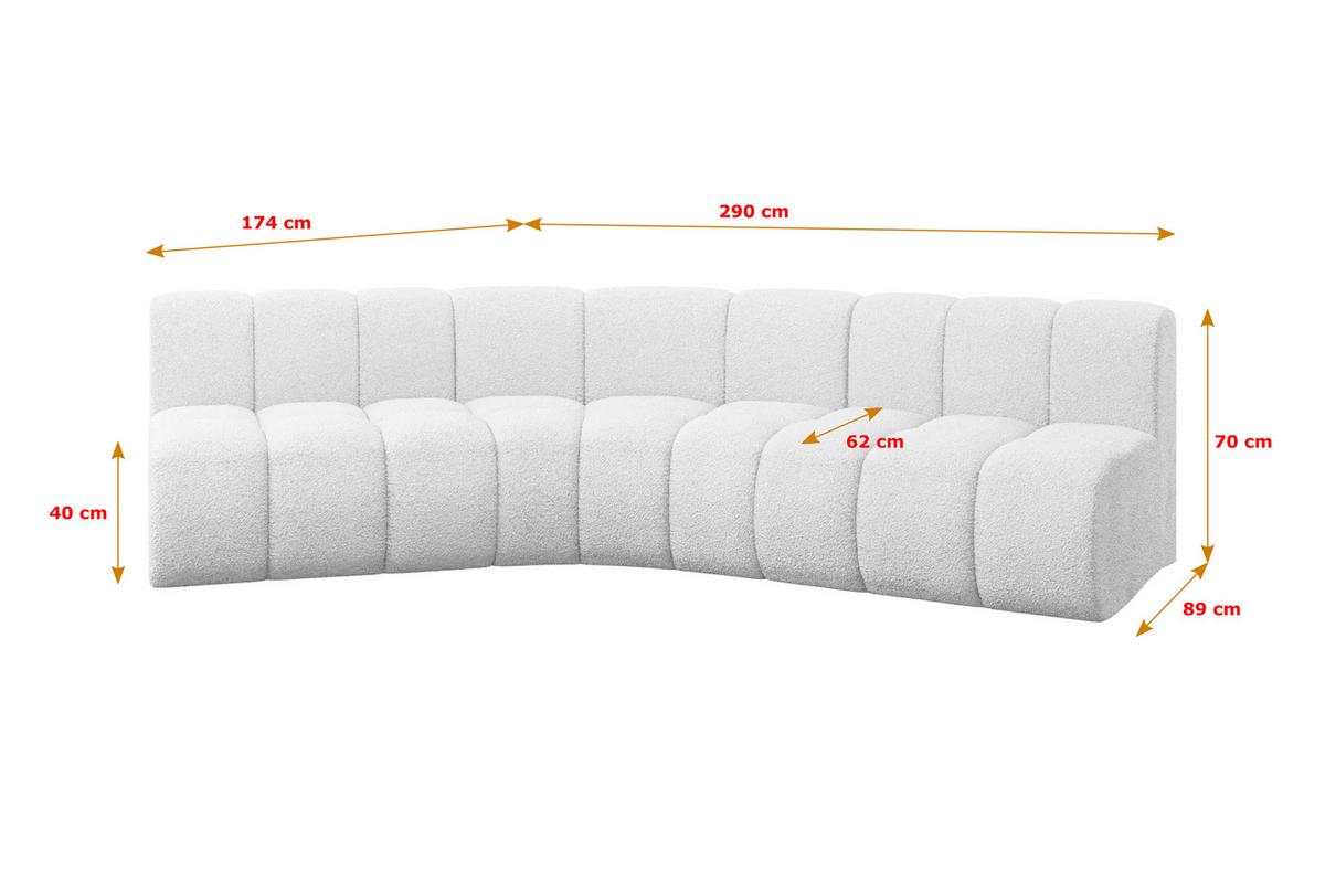 ECKSOFA modulares Sofa Montra-L1 - 290x174x70 cm Weiß - Weiß, Holzwerkstoff/Textil (290/174cm) - ALTDECOR