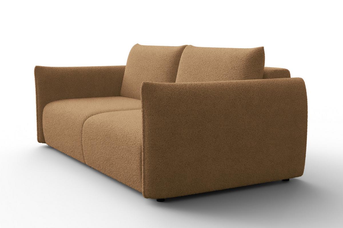 SOFA TAUER 3-Sitzer, Bouclé-Stoff braun - Schwarz/Braun, Holz/Textil (206/84/112cm) - Courtois Laville