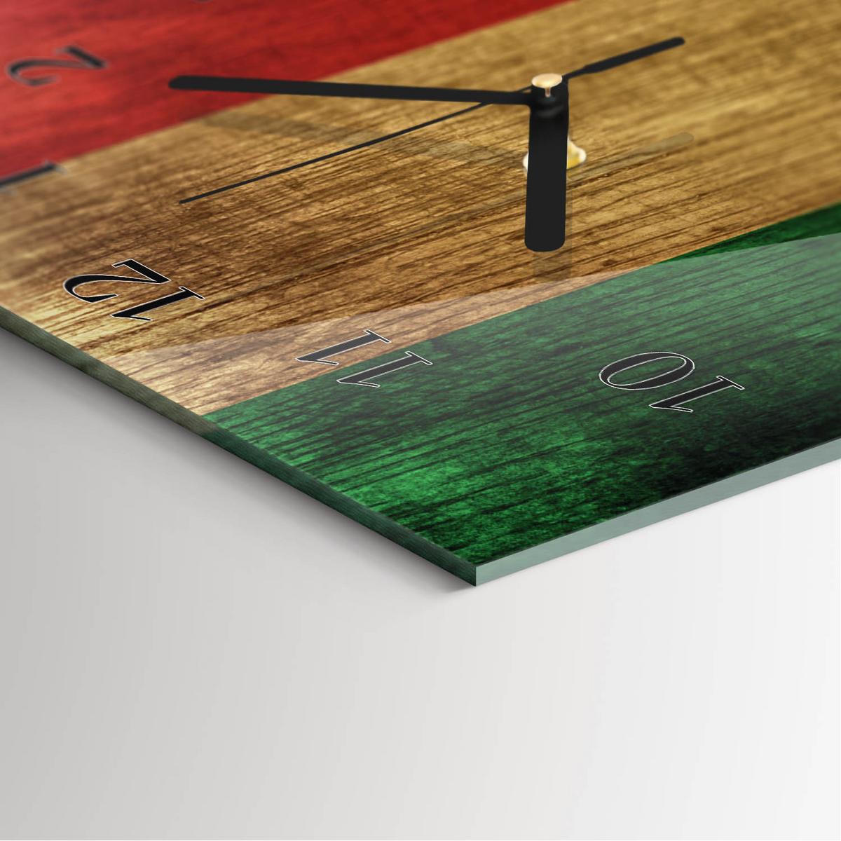 WANDUHR aus Glas 30x60 cm - Italienische Flagge - Multicolor, Glas (30/60/0.4cm) - TULUP