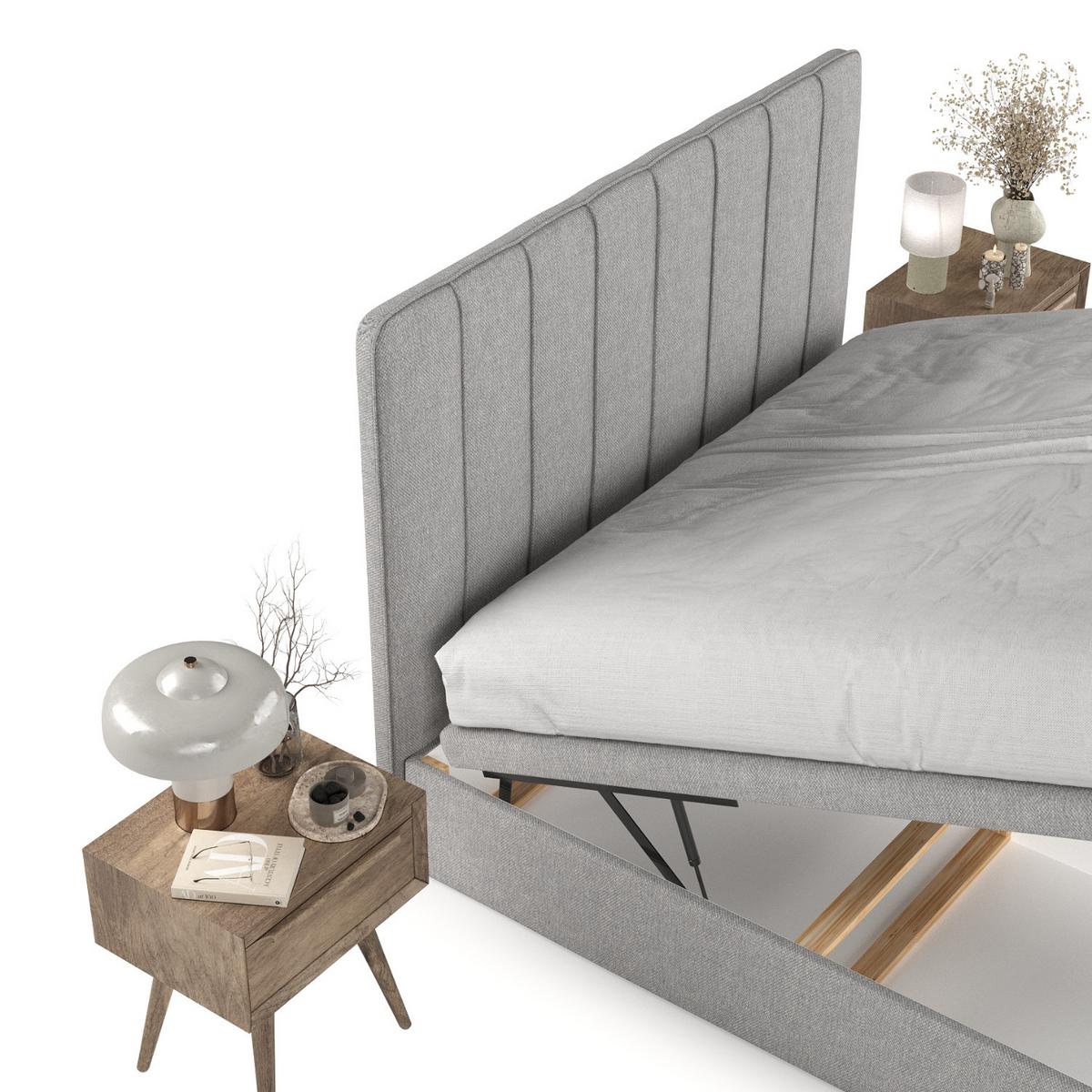 POLSTERBETT Vienna mit Stauraum 160/200 cm Grau im Megan Stoff - Schwarz/Grau, Holz/Holzwerkstoff (160/200cm) - AltaBeds