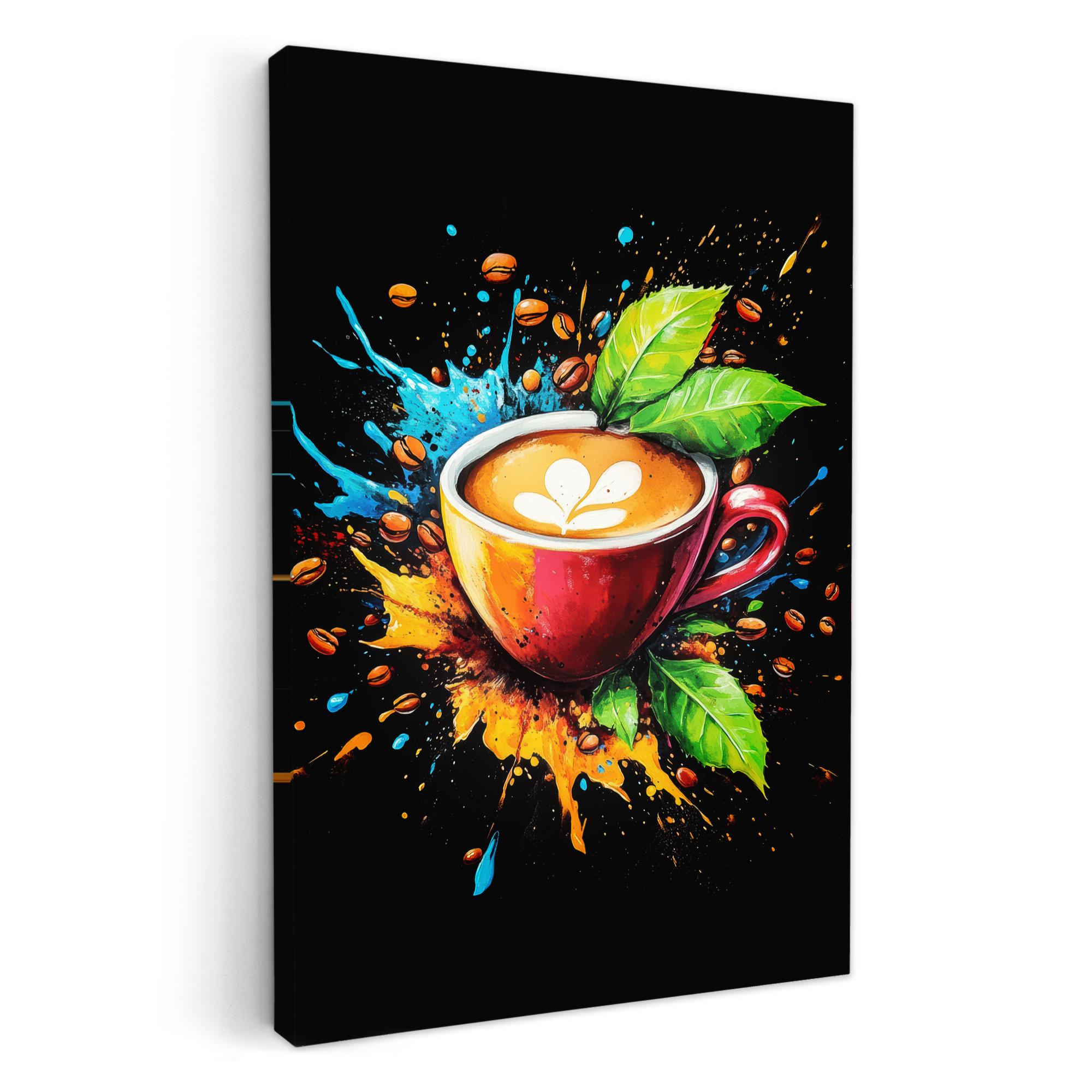 LEINWANDBILD Kaffee - Graffiti - Trinken - Abstrakt Deko XXL 80x120 cm - Mokka, Textil (80/120cm) - MuchoWow