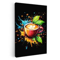 LEINWANDBILD Kaffee - Graffiti - Trinken - Abstrakt Wanddeko 40x60 cm - Mokka, Textil (40/60cm) - MuchoWow