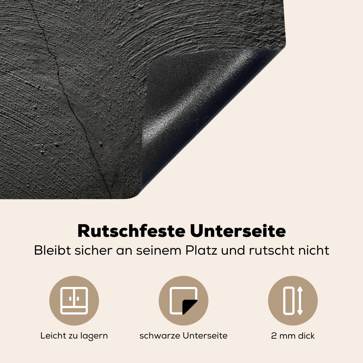 HERDABDECKPLATTE Beton - Schwarz - Industriell Abdeckung Ceranfeld 57.6x51.6 cm - Anthrazit, Kunststoff (57.6/51.6/0.2cm) - MuchoWow