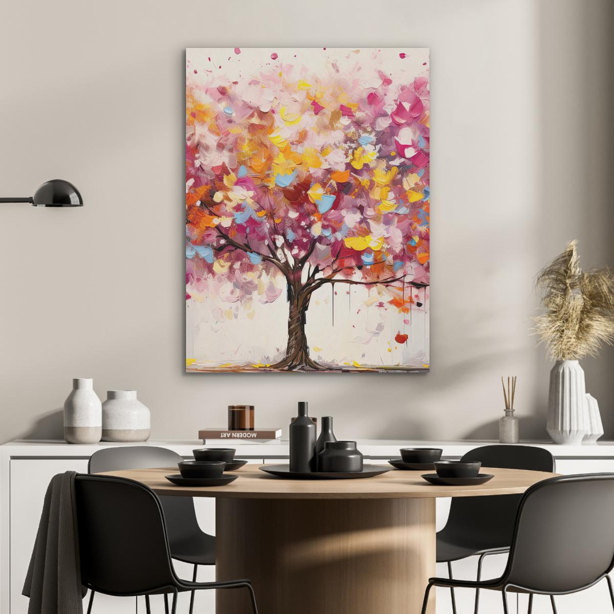 AKUSTIKBILD Aquarell - Baum - Kunst - Abstrakt Wandbilder 60x80 cm - Multicolor, Kunststoff (60/80/0.9cm) - MuchoWow