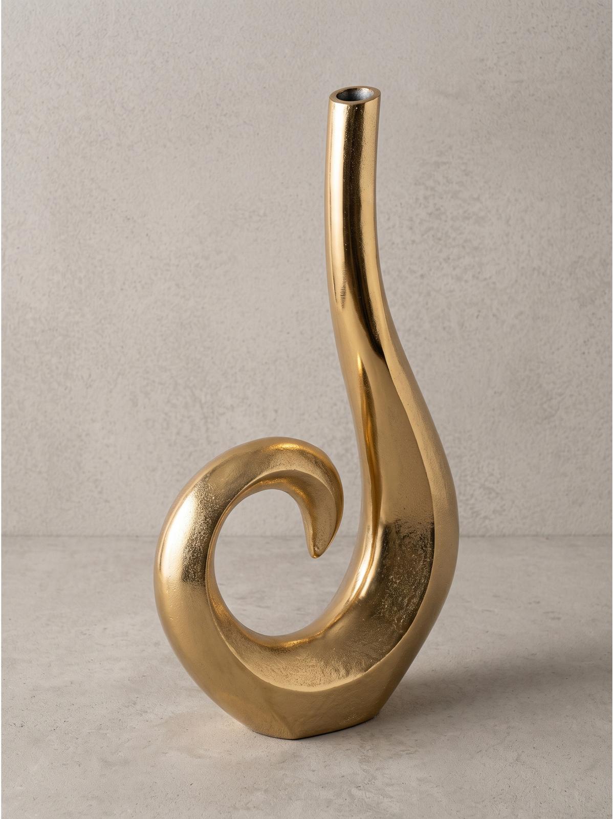 METALLVASE BAVENO, Aluminium, handgefertigt, Gold, 26 x 8 x 47 cm - Goldfarben, Metall (47cm) - KADIMA DESIGN