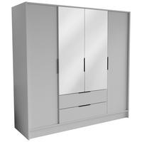 DREHTÜRENSCHRANK CAVA 200/200/51 cm Modern Kleiderschrank 4-türig mit Spiegel Weiß - Weiß, Holzwerkstoff (200/200/51cm) - MASSENO