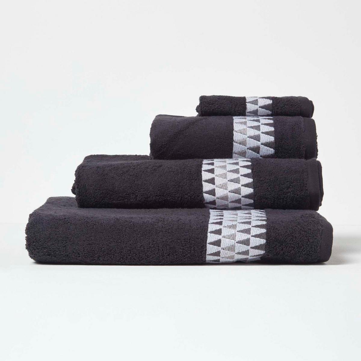 HANDTUCH Geometric schwarz - Schwarz, Textil (50/90cm) - Homescapes