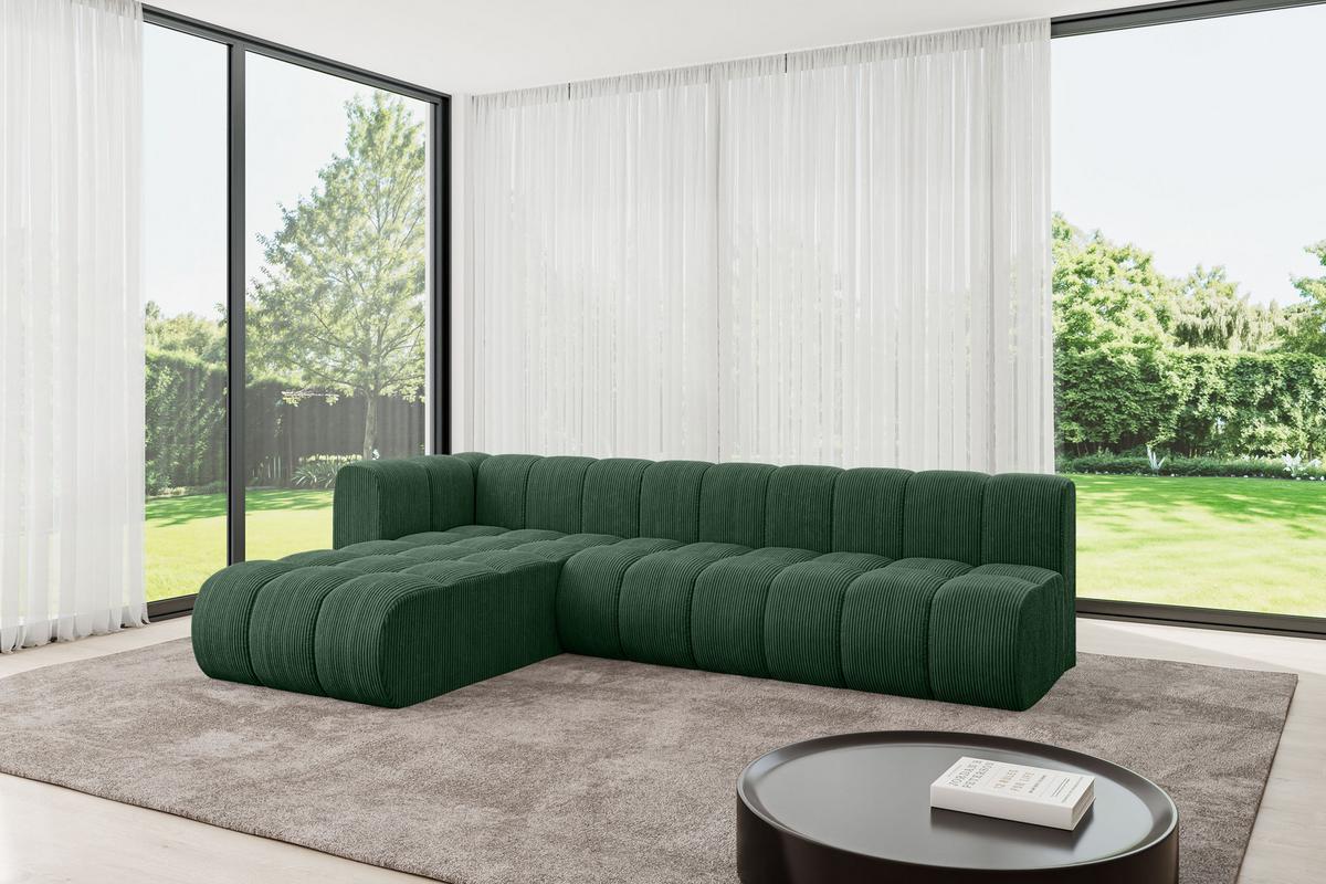 ECKSOFA modulares Sofa Darnel-L2 - 296x177x70 cm Grün - Grün, Holzwerkstoff/Textil (296/177cm) - ALTDECOR