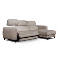 ECKSOFA SVEN 3-Sitzer, 1 Relax XL, verstellbare Kopfstützen, beige - Beige/Schwarz, Holzwerkstoff/Textil (256/163cm) - Wozimo