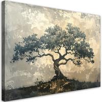 BILD auf Leinwand, Grunge Baum Natur beige grau - Grau, Textil (45/30cm) - Feeby