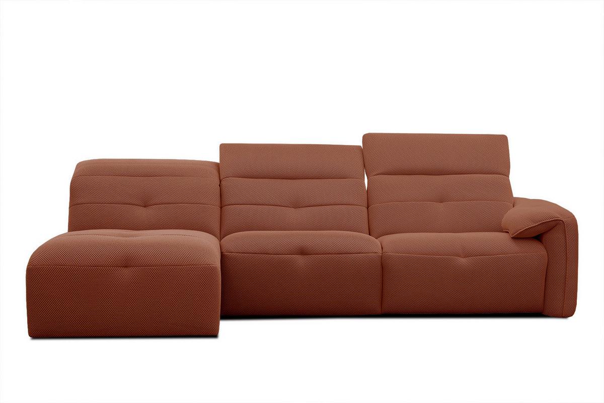 ECKSOFA TRENTO 4-Sitzer mit 1 Relaxfunktion, dunkelorange - Dunkelorange/Schwarz, Holzwerkstoff/Kunststoff (165/262cm) - Wozimo