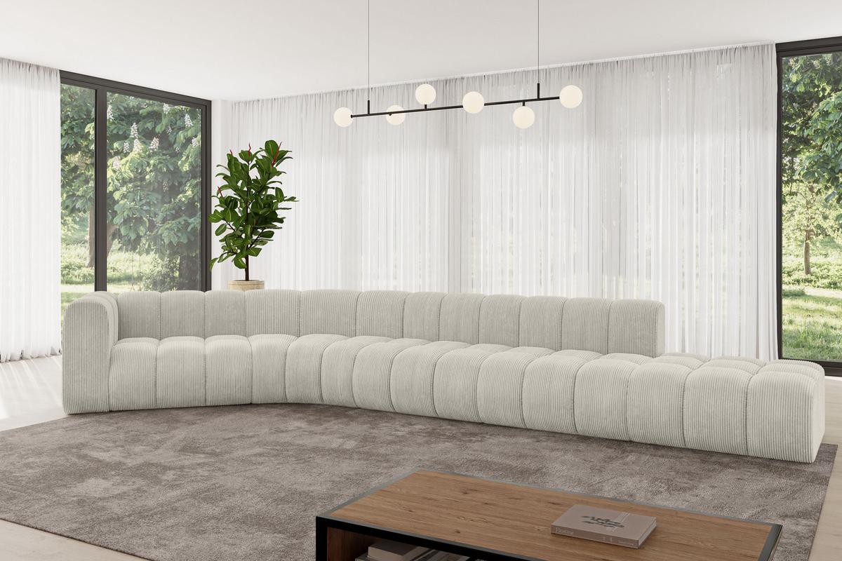 ECKSOFA modulares Sofa Tilmo-L2 - 490x194x70 cm Creme - Hellgrau/Creme, Holzwerkstoff/Textil (490/194cm) - ALTDECOR