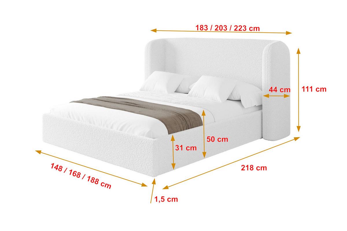 POLSTERBETT mit Bettkasten und Lattenrost, Bett mit Matratze H3/H4 - ESTI 160x200 Weiß - Weiß, Holzwerkstoff/Textil (160/200cm) - ALTDECOR