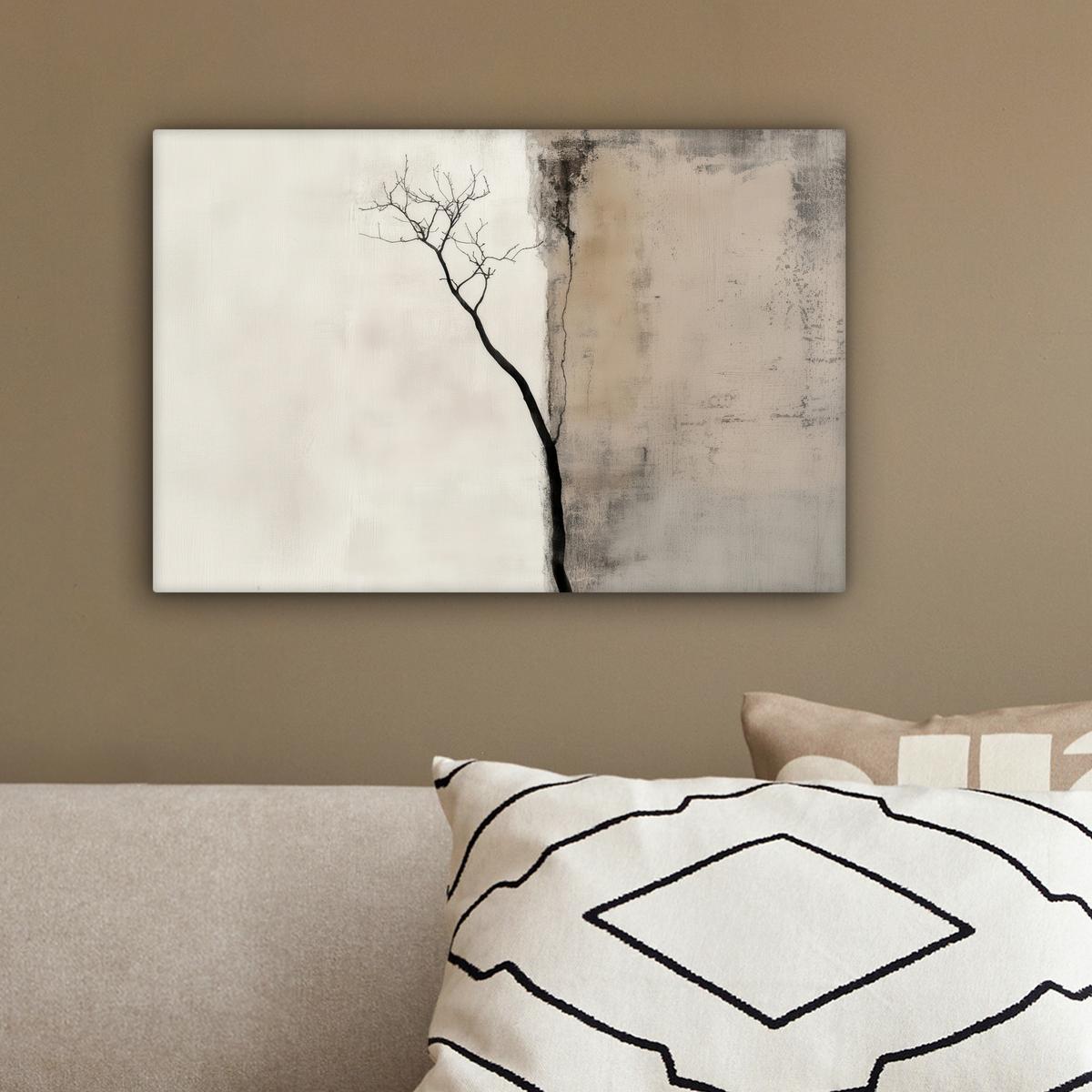 LEINWANDBILD Wabi sabi - Pflanze - Beige Deko Schlafzimmer 30x20 cm - Taupe, Textil (30/20cm) - MuchoWow