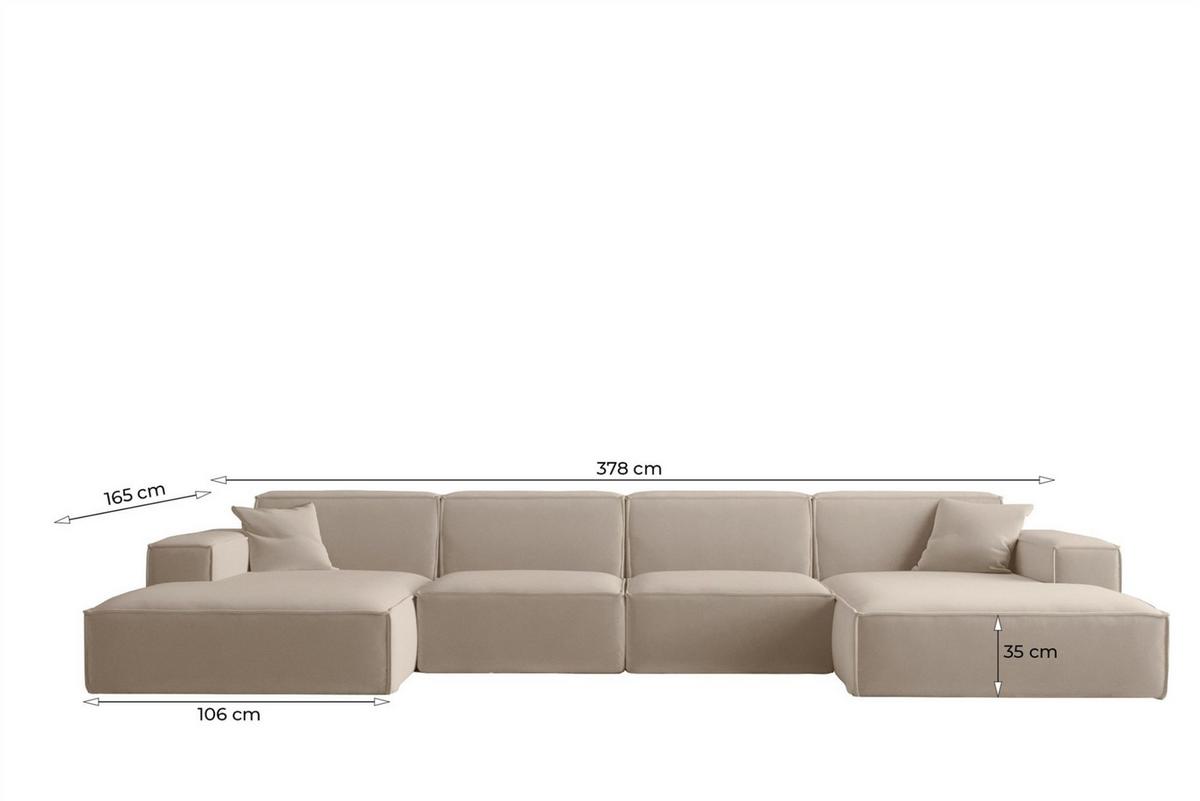 WOHNLANDSCHAFT Celes Premium In Artico - Rotbraun, Holzwerkstoff/Textil (378/73/165cm) - Fun Möbel
