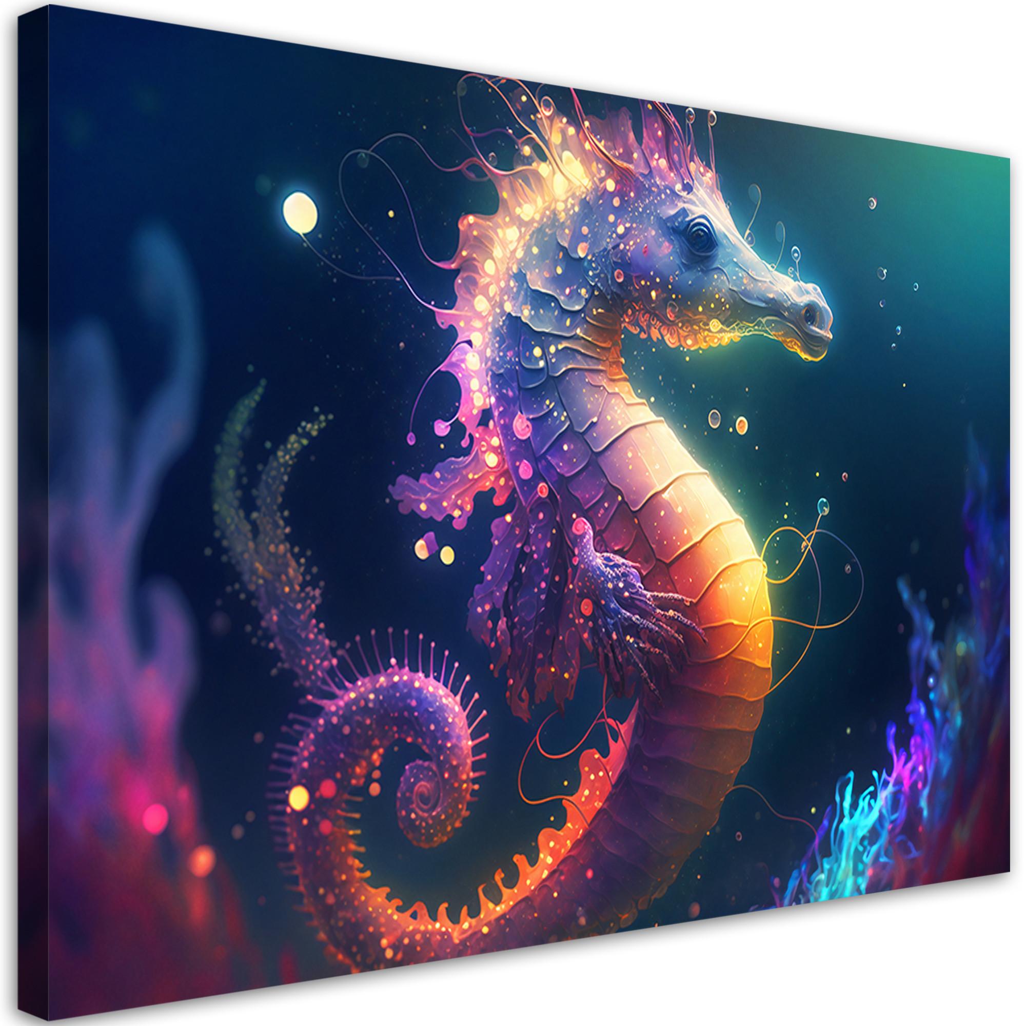 WANDBILD neon seepferdchen - Multicolor, Textil (60/40cm) - Feeby
