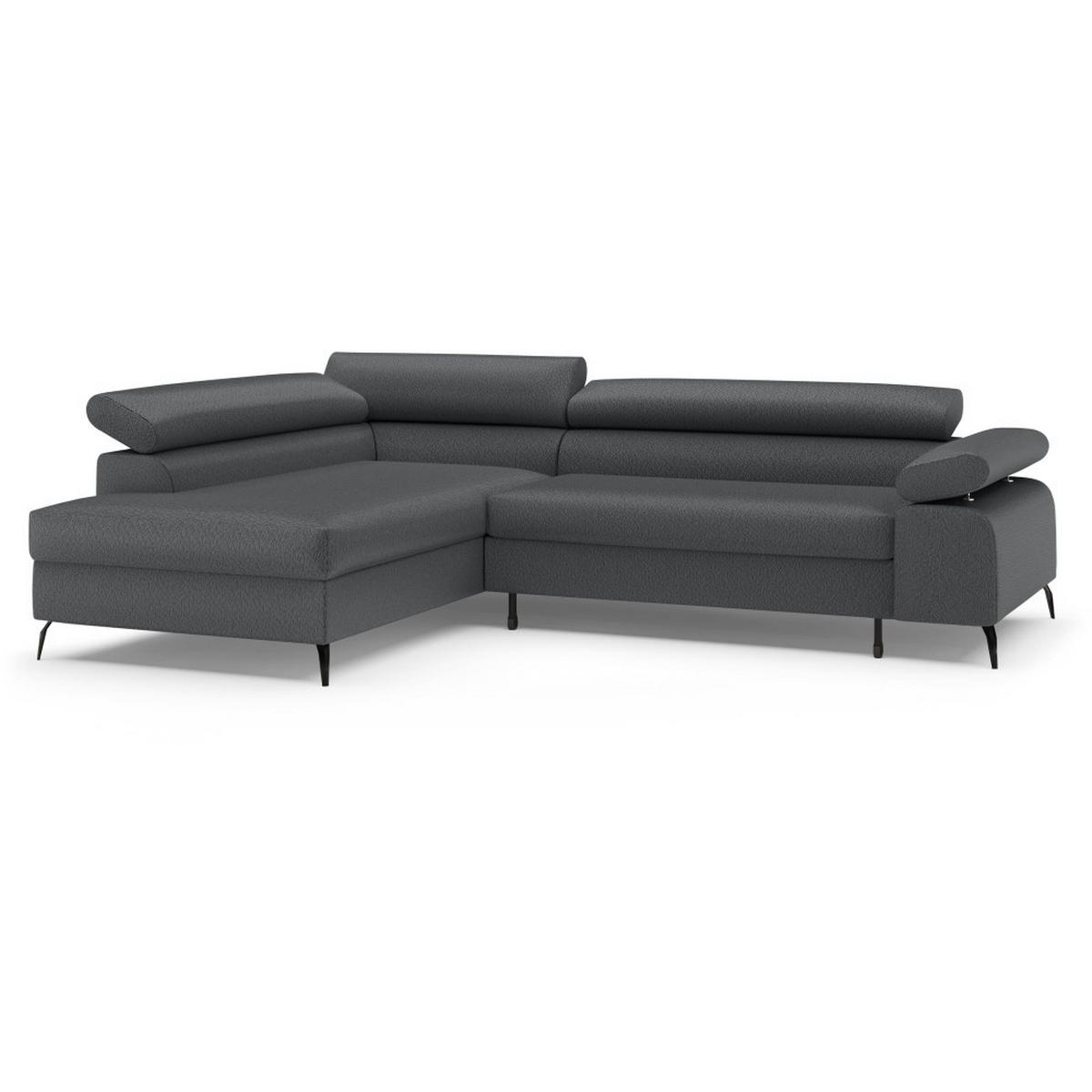 ECKSCHLAFSOFA Mellow mit Bettkasten, Dunkelgrau, links - Dunkelgrau/Schwarz, Textil (270/205cm) - Beautysofa