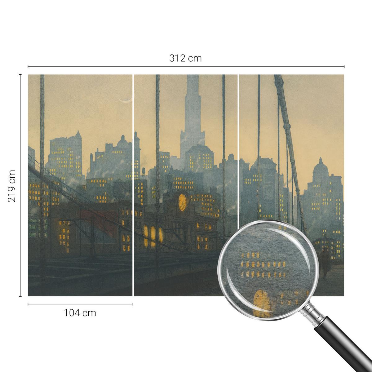 FOTOTAPETE 312x219 cm - Abendpanorama - Grau, Textil (312/219cm) - Wallfluent