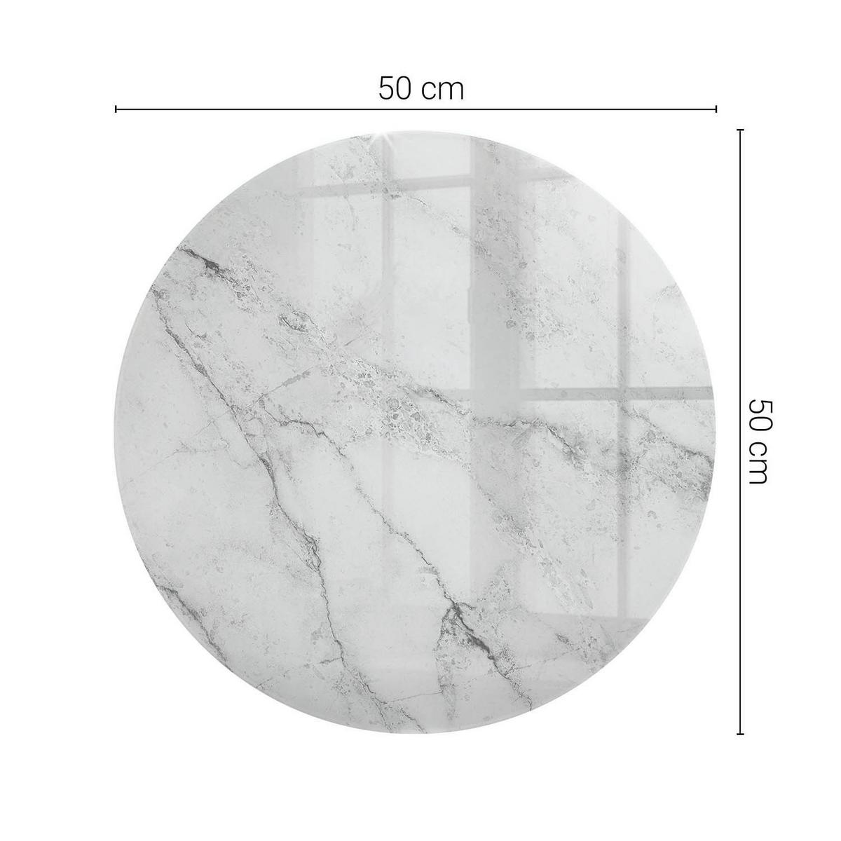 TISCHPLATTE fi50 cm Marmoroberflächenmuster - Hellgrau, Glas (50/50/0.4cm) - TULUP