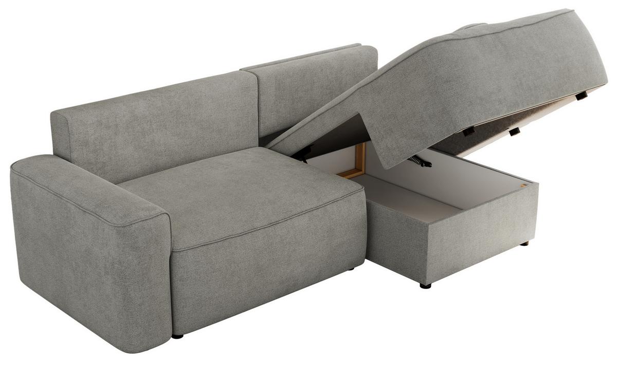 ECKSOFA BELLUNO L Hellgrau Strukture - Rechts - Hellgrau/Schwarz, Textil (233/144cm) - MKS