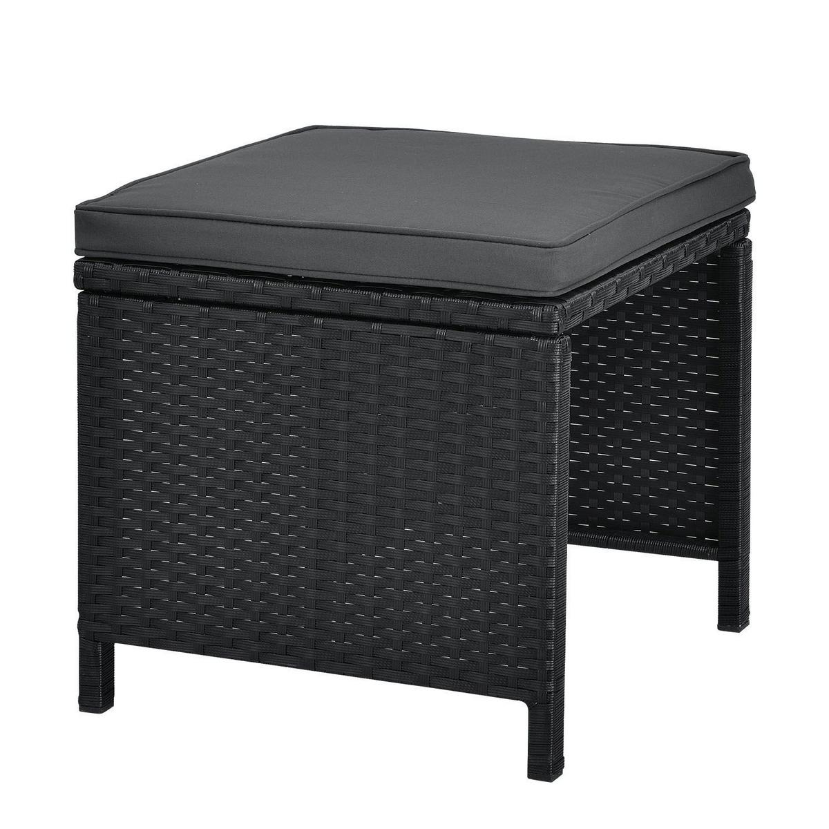 GARTENMÖBELSET Baracoa schwarz 9-tlg. - Schwarz, Kunststoff/Metall - Juskys