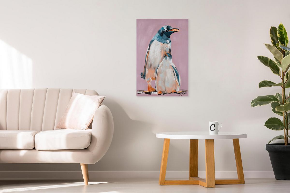 ACRYLBILD HANDGEMALT 60/90 cm - Blau/Pink, Holz/Textil (60/90cm) - KUNSTLOFT