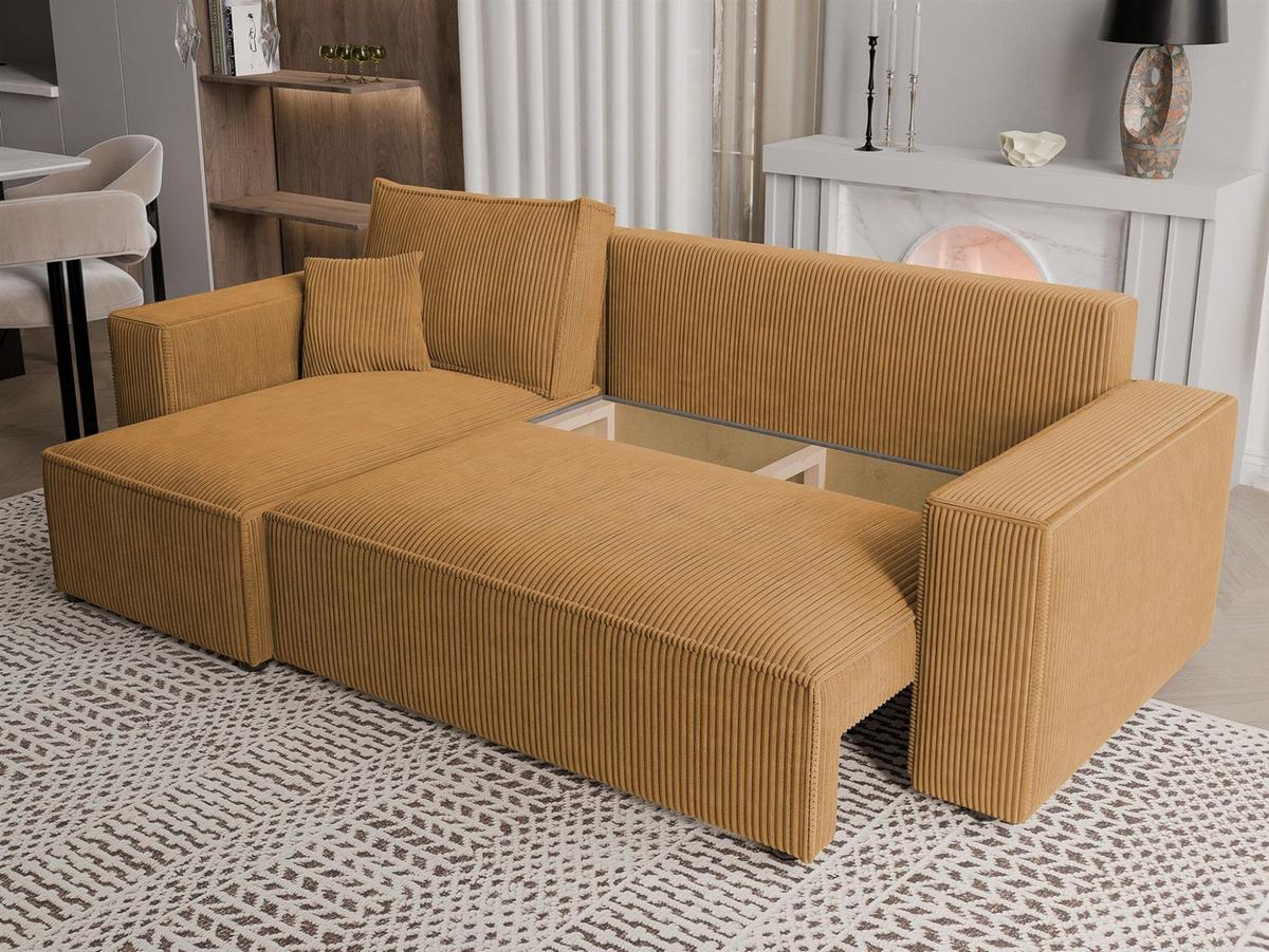 ECKSOFA Adara Mit Schlaffunktion - Gelb, Holzwerkstoff/Textil (244/145cm) - Fun Möbel