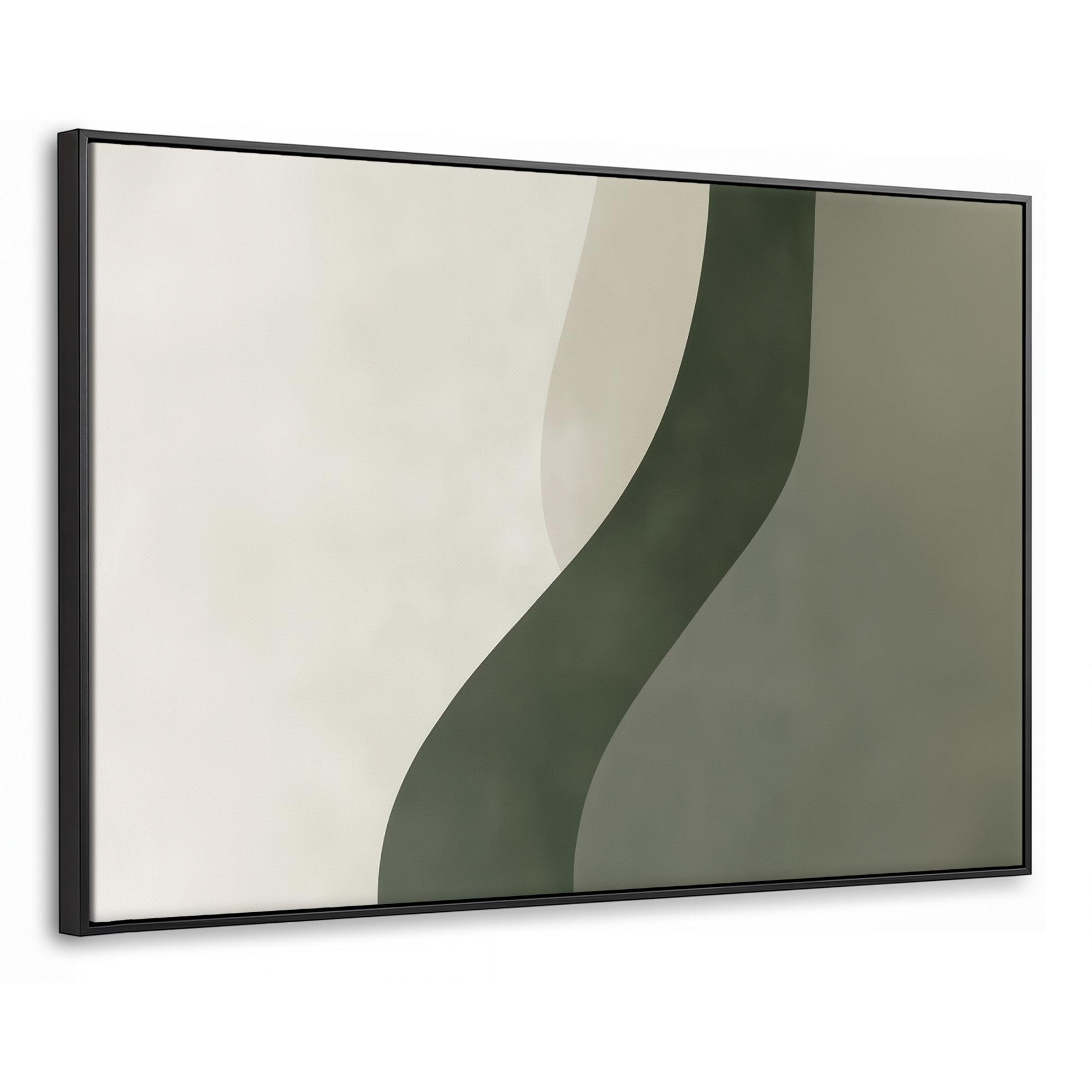 LEINWAND Bilder mit Rahmen - Japandi - Grün - Abstrakt - Modern - 90x60 - Salbeigrün, Textil (90/60cm) - MuchoWow