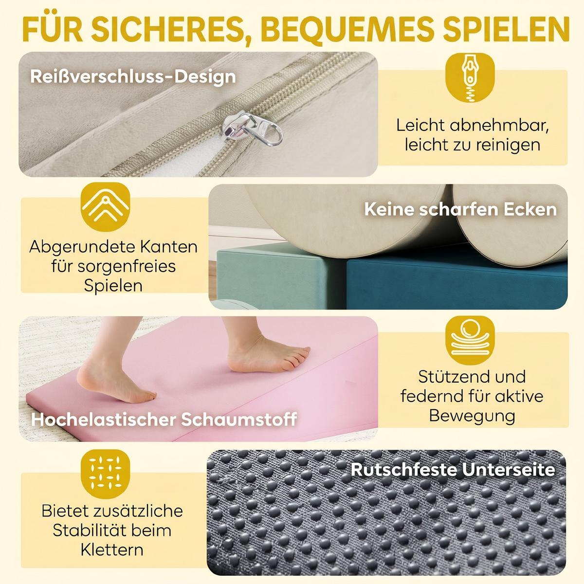 WEICHES-KINDERSPIELSET 7er Set Samt-30D-PU-Schaum Mehrfarbig - Multicolor, Textil (40.6/61cm) - AIYAPLAY