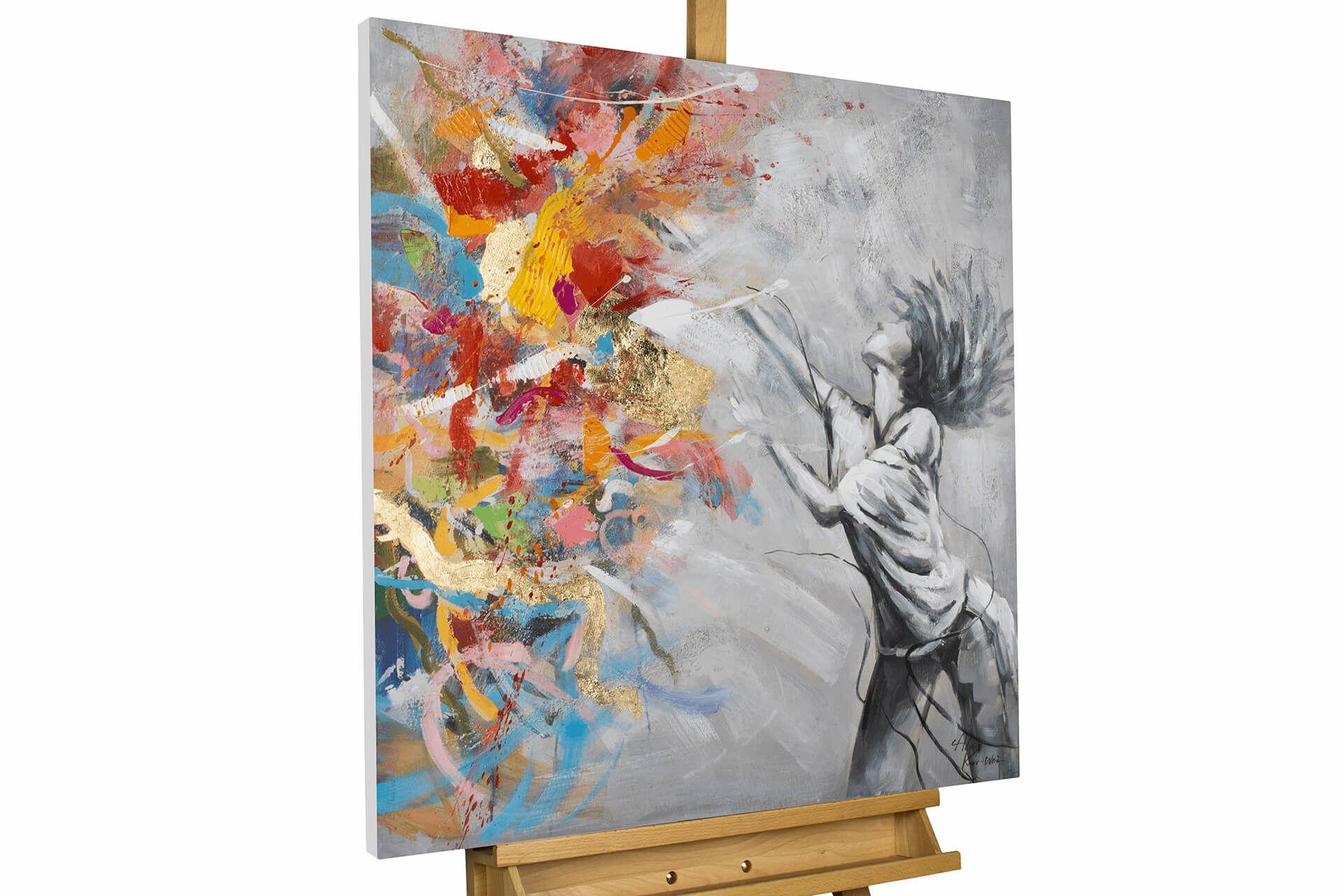 ACRYLBILD HANDGEMALT 80/80 cm - Grau, Holz/Textil (80/80cm) - KUNSTLOFT