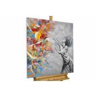 ACRYLBILD HANDGEMALT 80/80 cm - Grau, Holz/Textil (80/80cm) - KUNSTLOFT