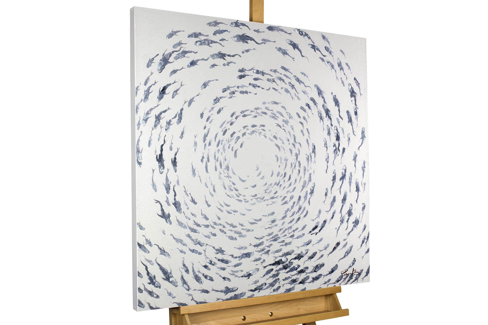 ÖLGEMÄLDE 80/80 cm - Weiß/Grau, Holz/Textil (80/80cm) - KUNSTLOFT