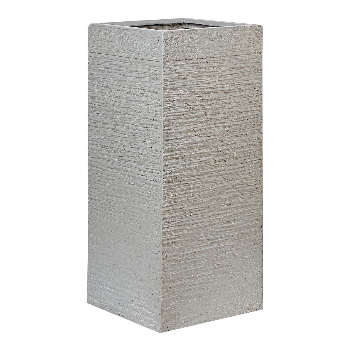 BLUMENTOPF taupe quadratisch 26/26/60 cm Dion - Beige, Naturmaterialien (60cm) - Beliani