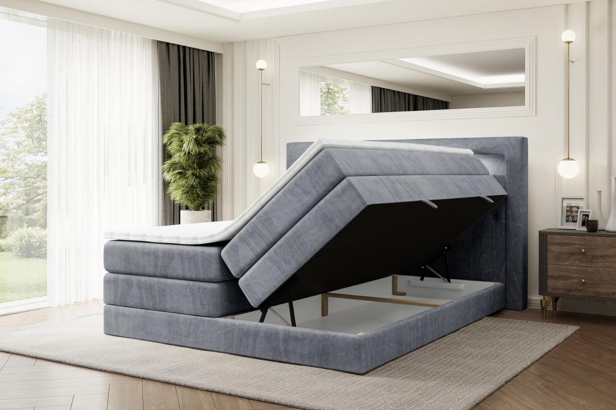 BOXSPRINGBETT NOEL GOLD KING - 180x200 - H3/H4 - Grau - Grau, Holzwerkstoff (180/200cm) - ALTDECOR