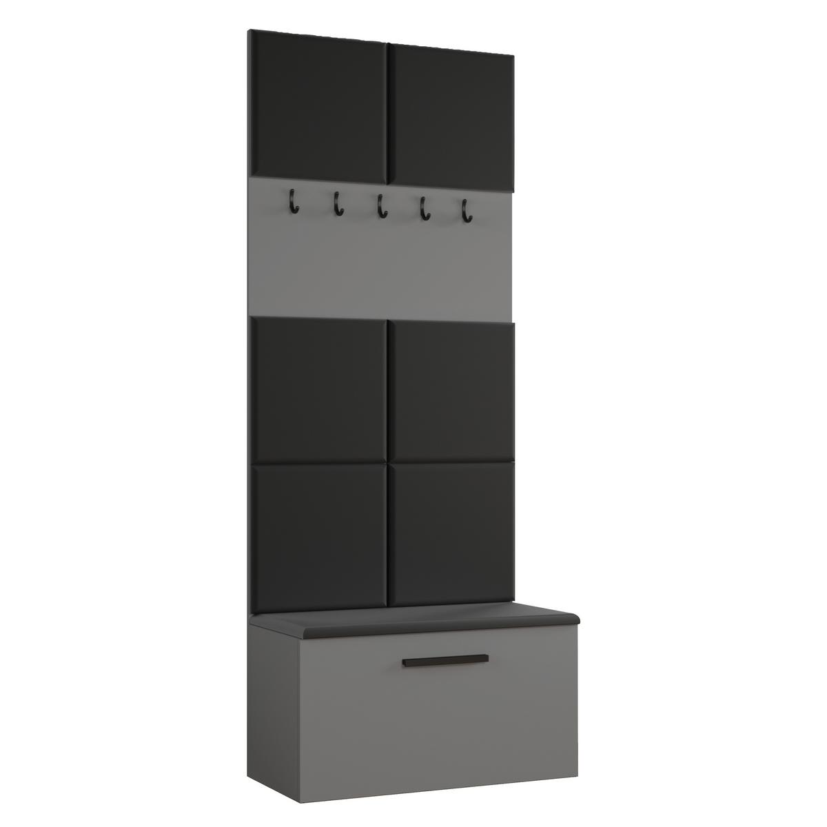 GARDEROBENSCHRANK MODULO 241,2/204/40 cm Modern Garderobe-Set Grau - Schwarz/Grau, Holzwerkstoff (241.2/204/40cm) - MASSENO