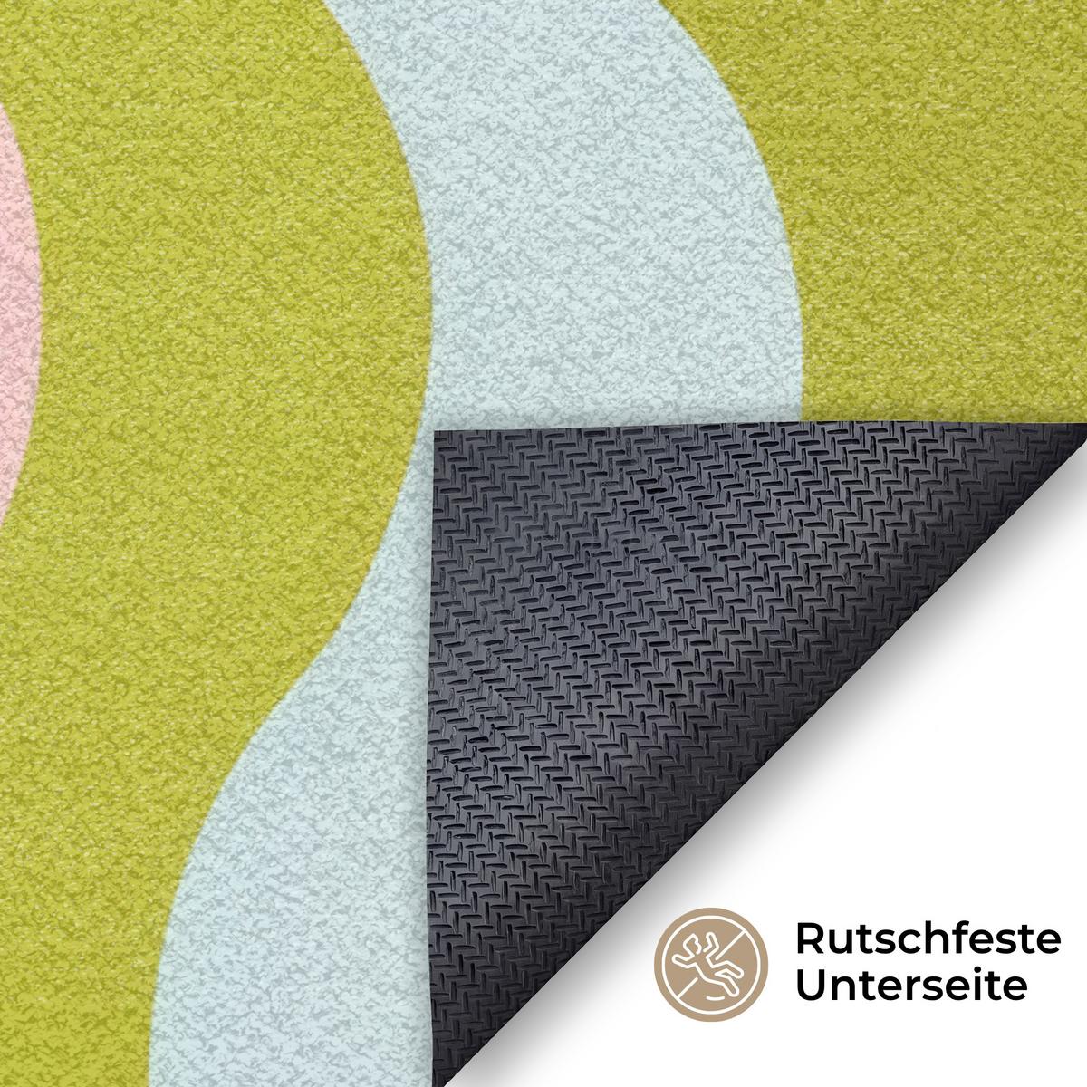 FUSSMATTE Bahnen - Wellen - Bunt - Vertikal Fußabtreter 120x80 cm - Multicolor, Kunststoff (120/0.4cm) - MuchoWow
