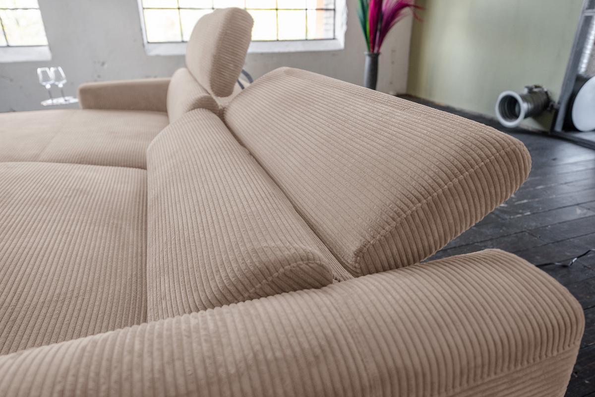 ECKSOFA LAISKA Taupe Cord - Taupe/Schwarz, Textil/Metall (282/177cm) - KAWOLA