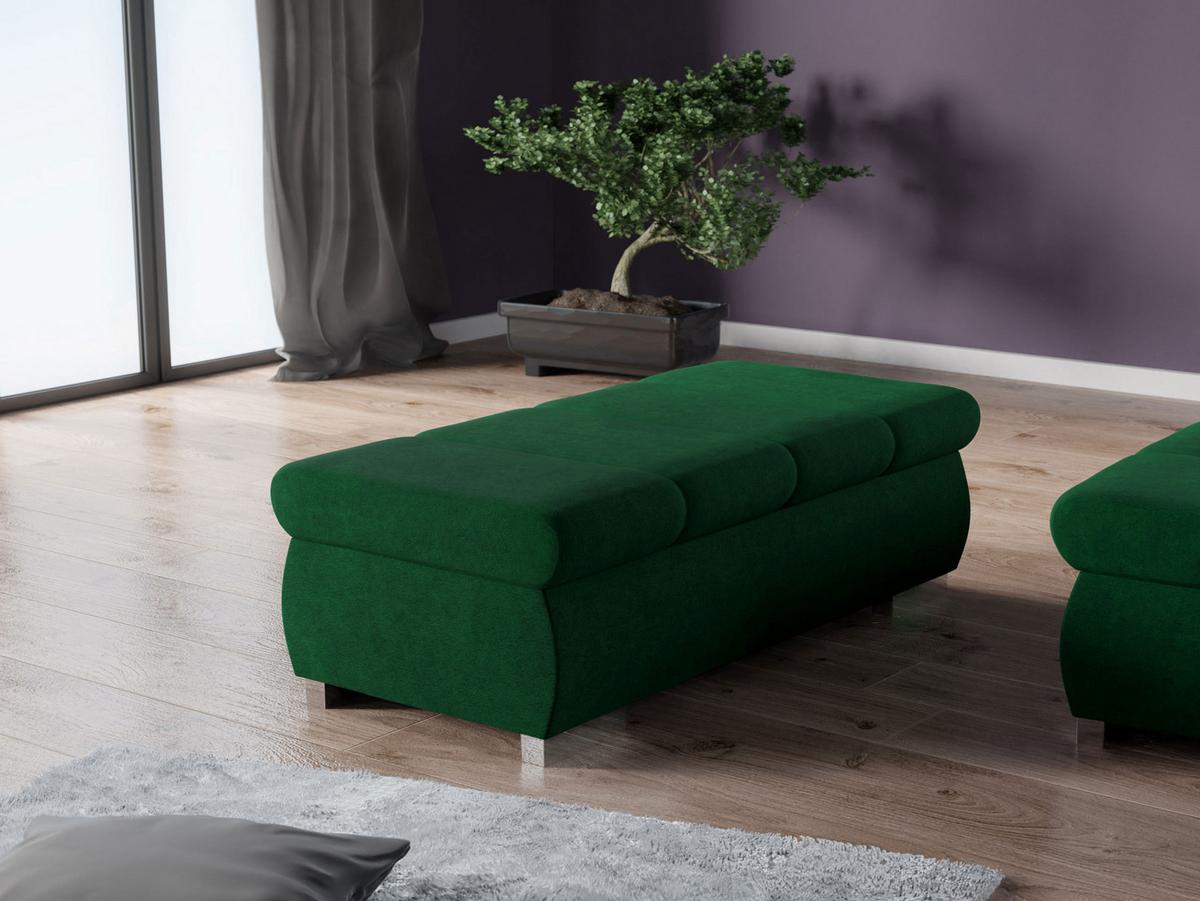 POLSTERHOCKER Bangkok Groß - Smaragdgrün/Silberfarben, Holz/Kunststoff (120/39/60cm) - MIRJAN24