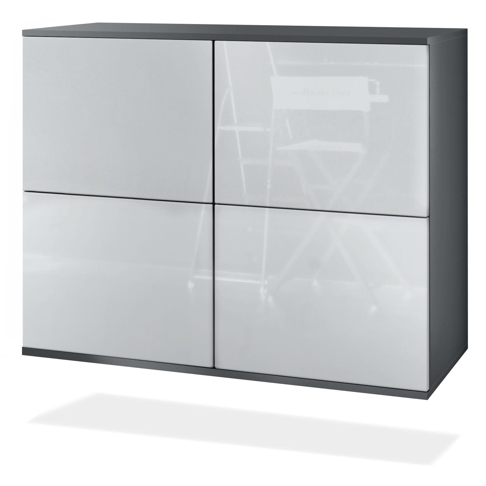 KOMMODE Rova Weiß Hochglanz - Weiß Hochglanz, Holzwerkstoff (92.5/73.5/35cm) - Vladon