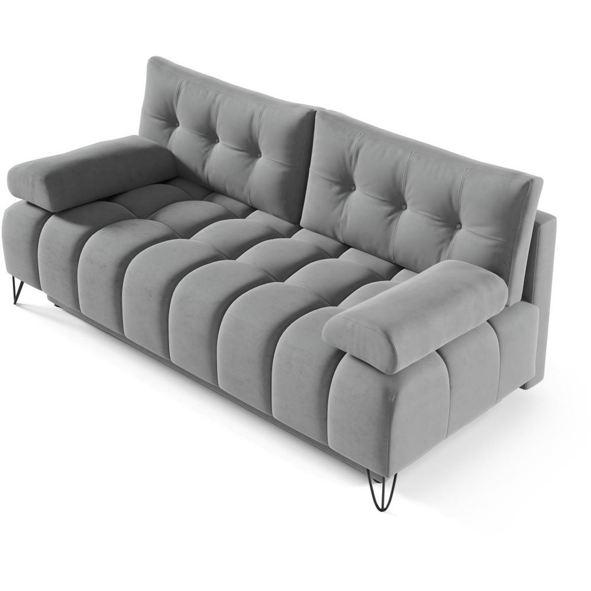 SCHLAFSOFA Bergen im Veloursstoff, Grau - Schwarz/Grau, Textil (197/93/100cm) - Beautysofa