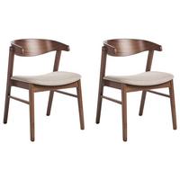 ESSZIMMERSTUHL 2er-Set Dunkelbraun Lilly - Beige/Dunkelbraun, Textil (49/73/59cm) - Beliani