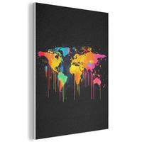 AKUSTIKBILD Weltkarte - Farbe - Bunt - Graffiti - Welt Kunstdruck Schlafzimmer 50x70 cm - Multicolor, Kunststoff (50/70/0.9cm) - MuchoWow