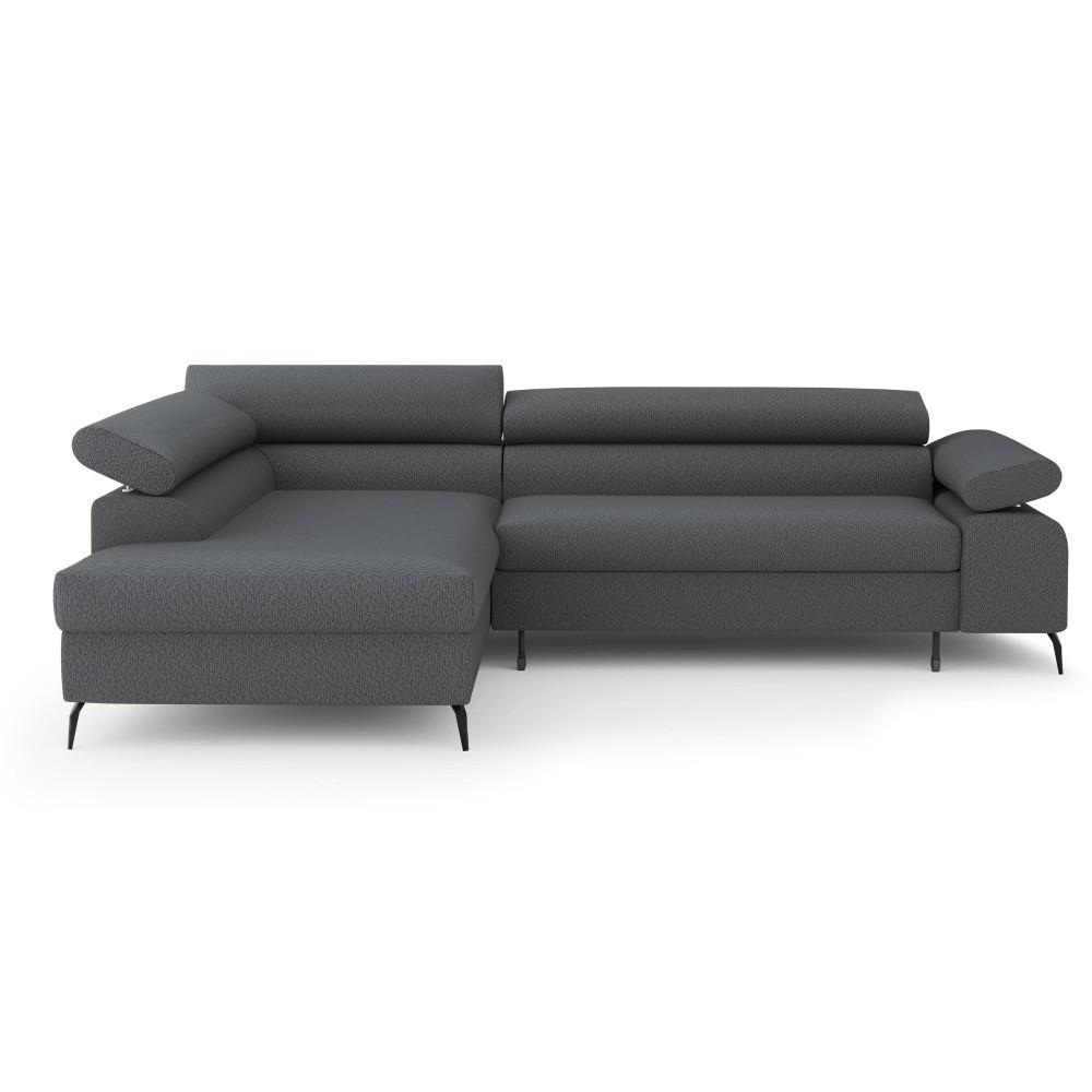 ECKSCHLAFSOFA Mellow mit Bettkasten, Dunkelgrau, links - Dunkelgrau/Schwarz, Textil (270/205cm) - Beautysofa
