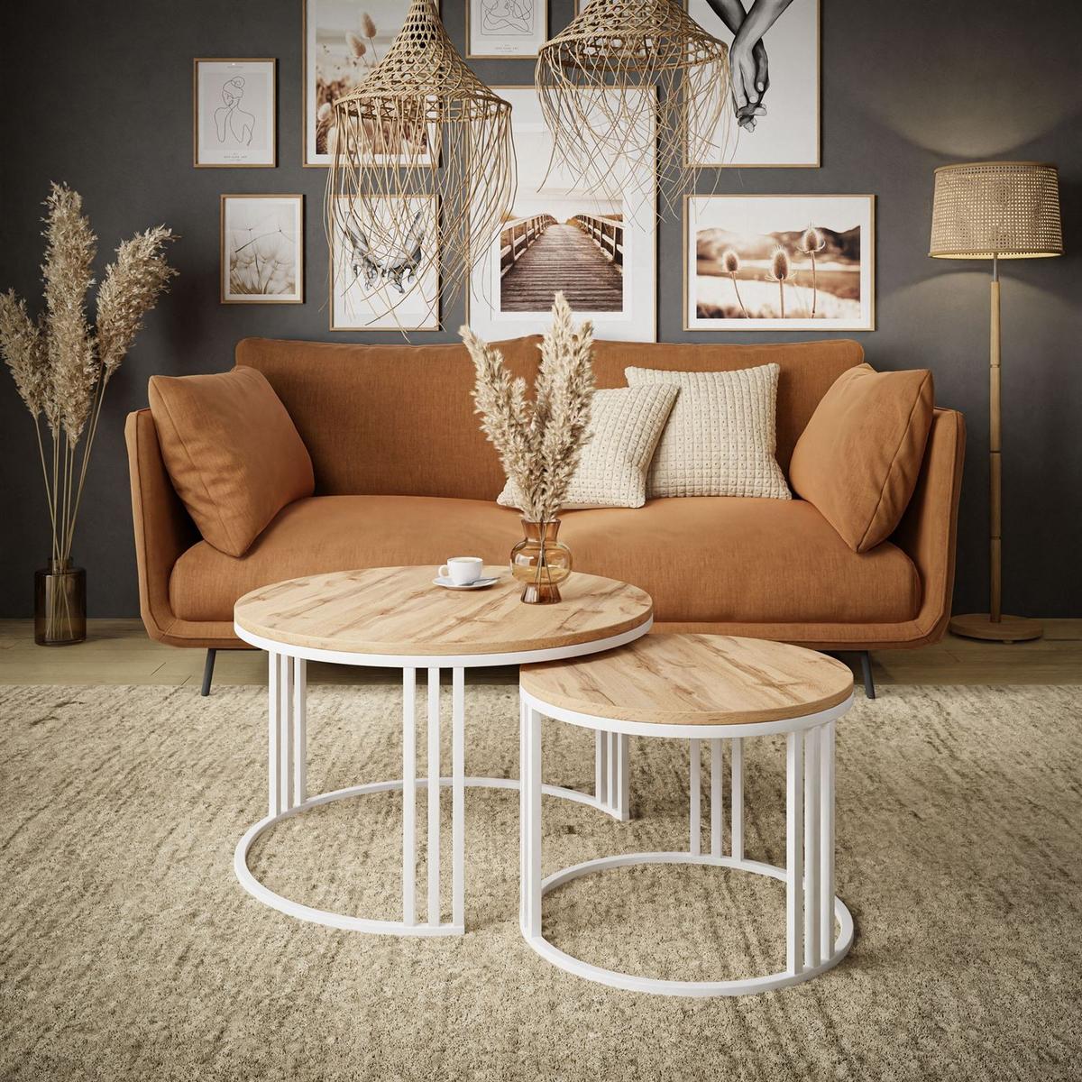 COUCHTISCH 2 in 1 LORI LOFT - Braun/Weiß, Holzwerkstoff (70/70/48cm) - Lookway
