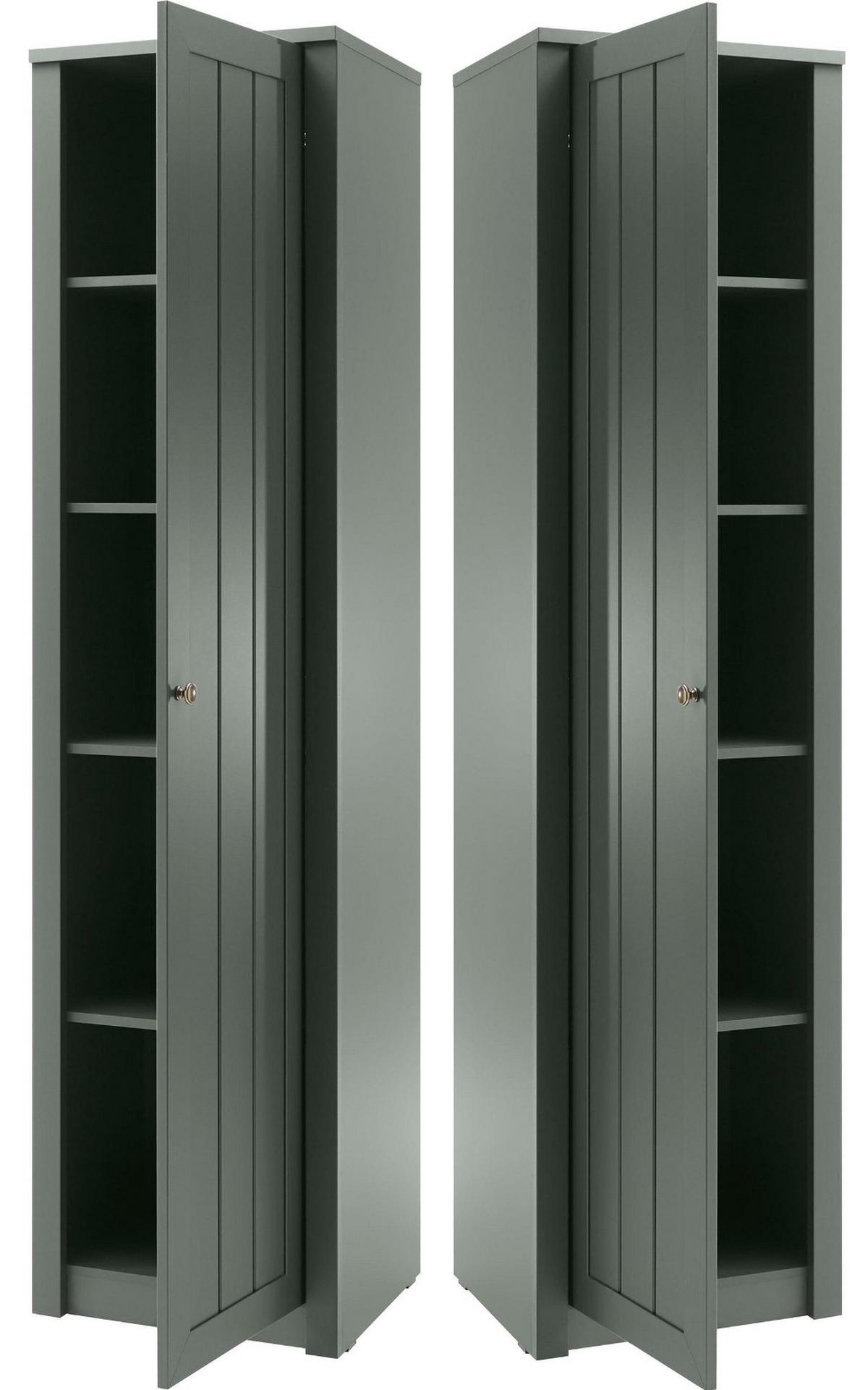 MEHRZWECKSCHRANK grün Landhaus 50 cm, Stauraumschrank mit 5 Fächern - Chromfarben/Schwarz, Holzwerkstoff/Kunststoff (50/197/43cm) - Furn.Design