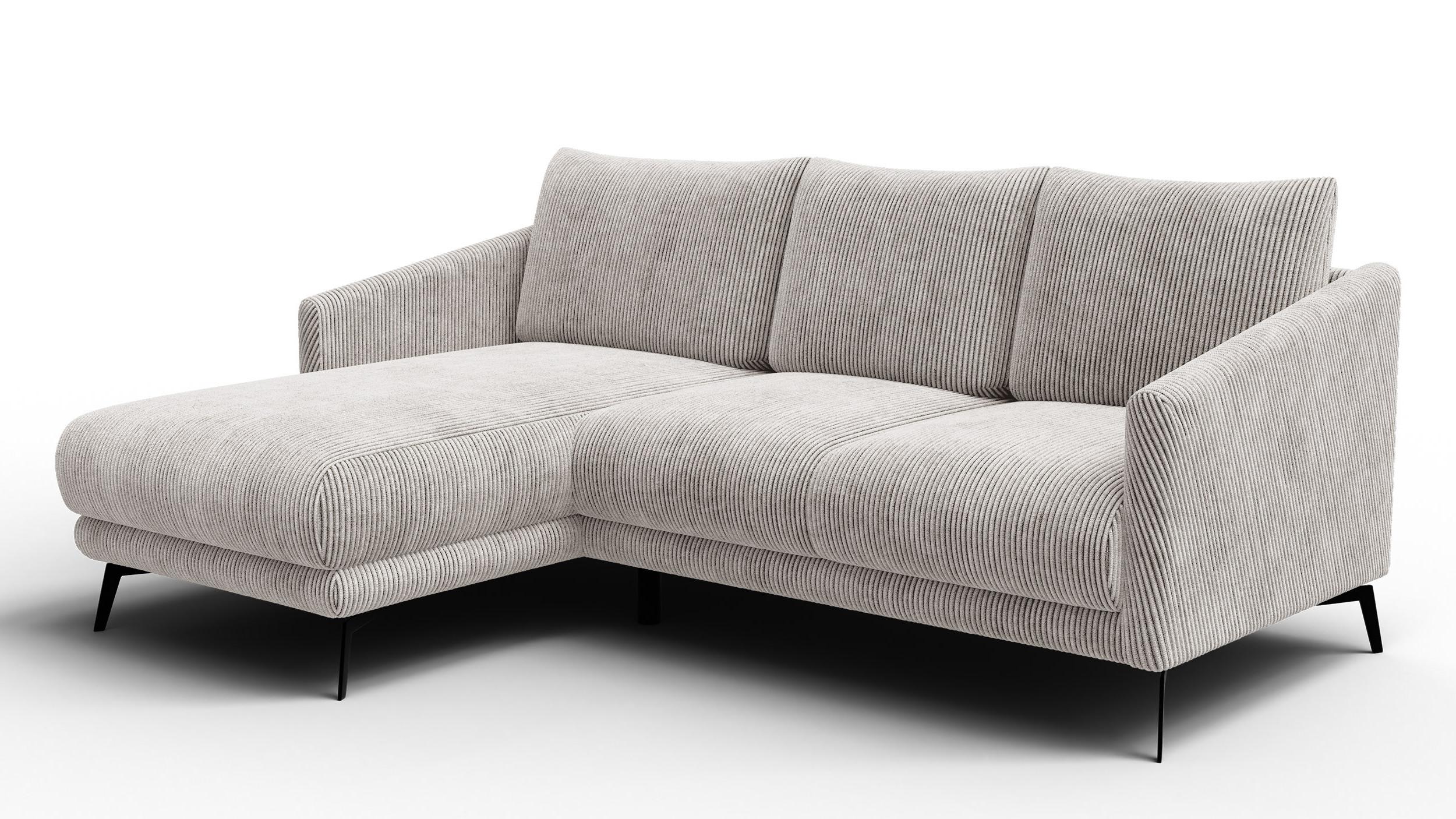 ECKSOFA VILT 3-Sitzer, perlweiß - Schwarz/Weiß, Holzwerkstoff/Textil (221/156cm) - Wozimo
