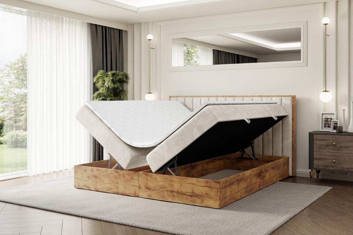 BOXBETT mit Matratze H4 und Lattenrost - LOLLI4 - 140x200 - Beige - Braun, Holzwerkstoff/Kunststoff (140/200cm) - ALTDECOR