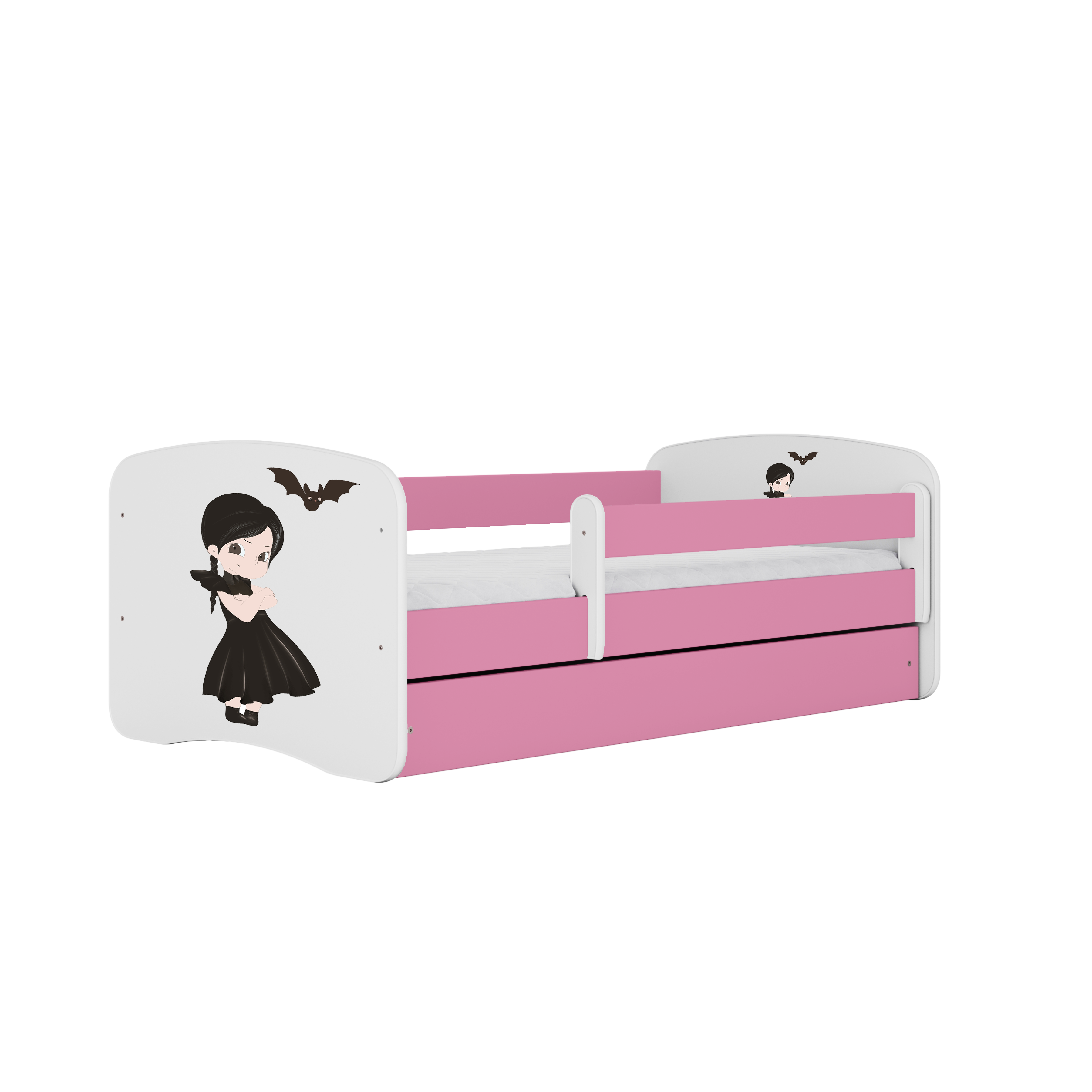 KINDERBETT mit Schublade Mädchen in Schwarz 140/70 80/61/144 - Rosa, Holzwerkstoff (70/140cm) - RAUMHIRSCH FURNITURE