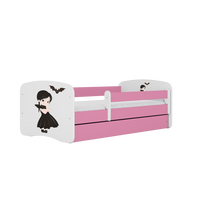 KINDERBETT mit Schublade Mädchen in Schwarz und Matratze 180/80 - Rosa, Holzwerkstoff (80/180cm) - RAUMHIRSCH FURNITURE