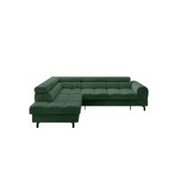 ECKSOFA mit Schlaffunktion Ottomane Links LUMA-L 272x203x70 Grün Cord - Waldgrün/Schwarz, Holzwerkstoff/Kunststoff (272/203cm) - ALTDECOR